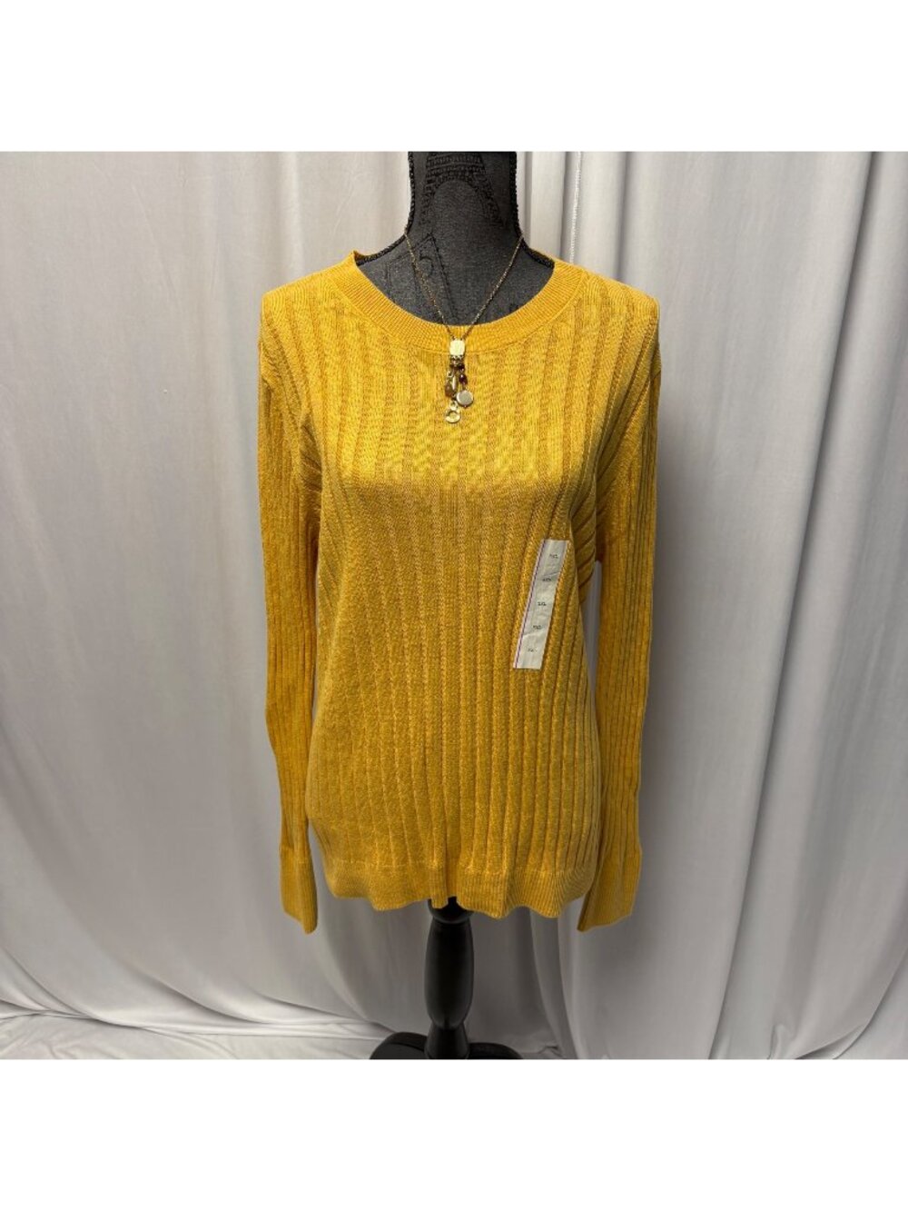 A New Day Womens Ribbed Knit Sweater Size XXL Gold Long Sleeve Lightweight NEW